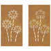 Decor perete grădină 2 buc. 105x55 cm design flori oțel Corten - WALTI WALTI