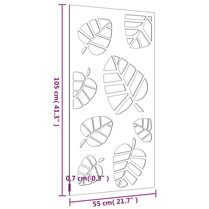 Decorație perete de grădină 105x55 cm design frunze oțel Corten - WALTI WALTI