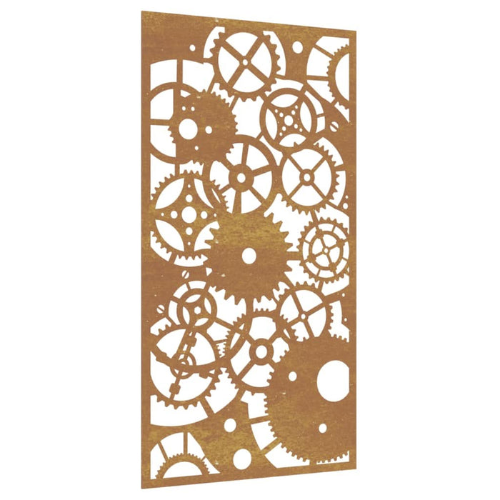 Decor perete grădină 105x55 cm design roți zimțare oțel Corten - WALTI WALTI