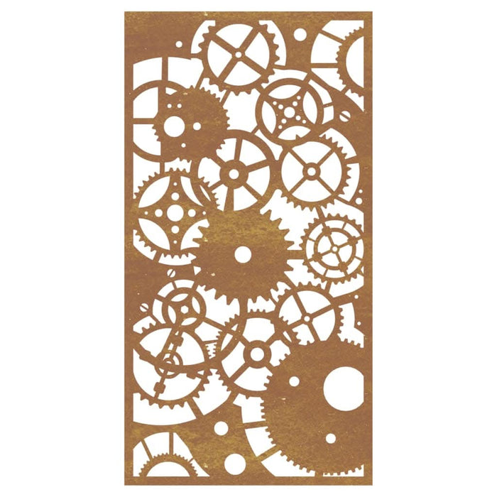 Decor perete grădină 105x55 cm design roți zimțare oțel Corten - WALTI WALTI