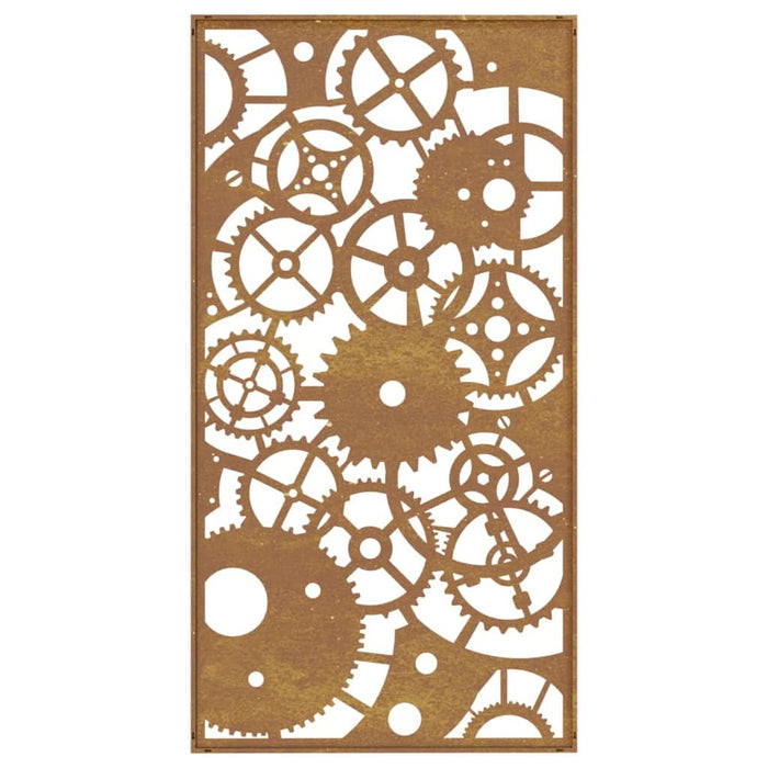 Decor perete grădină 105x55 cm design roți zimțare oțel Corten - WALTI WALTI