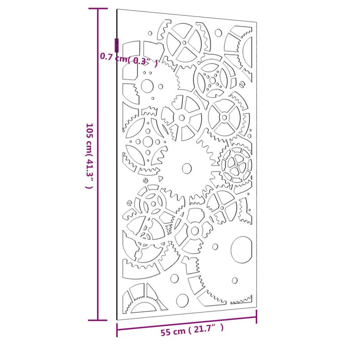 Decor perete grădină 105x55 cm design roți zimțare oțel Corten - WALTI WALTI
