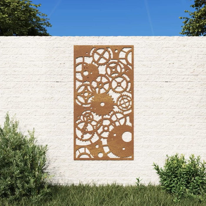 Decor perete grădină 105x55 cm design roți zimțare oțel Corten - WALTI WALTI