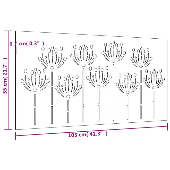 Decorație perete de grădină 105x55 cm design flori oțel Corten - WALTI WALTI