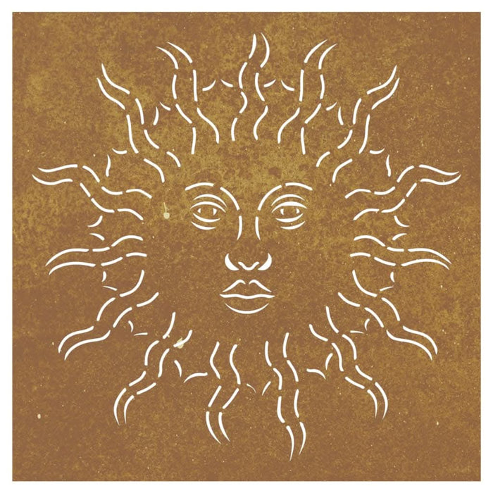 Decor perete de grădină 55x55 cm design soare oțel Corten - WALTI WALTI
