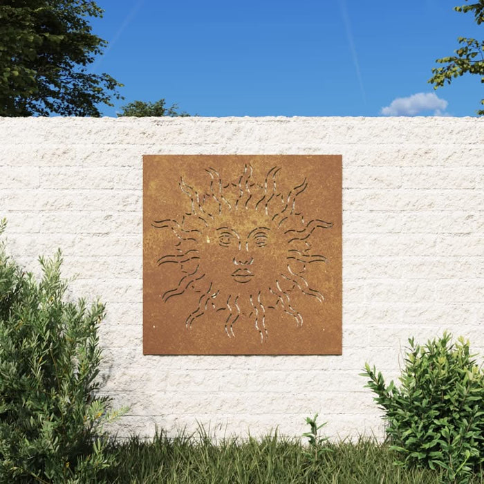 Decor perete de grădină 55x55 cm design soare oțel Corten - WALTI WALTI