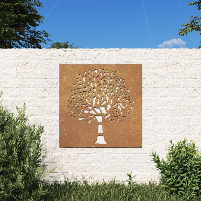 Decor perete de grădină 55x55 cm design copac oțel Corten - WALTI WALTI