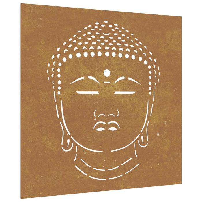 Decor perete de grădină 55x55 cm design cap Buddha oțel Corten - WALTI WALTI