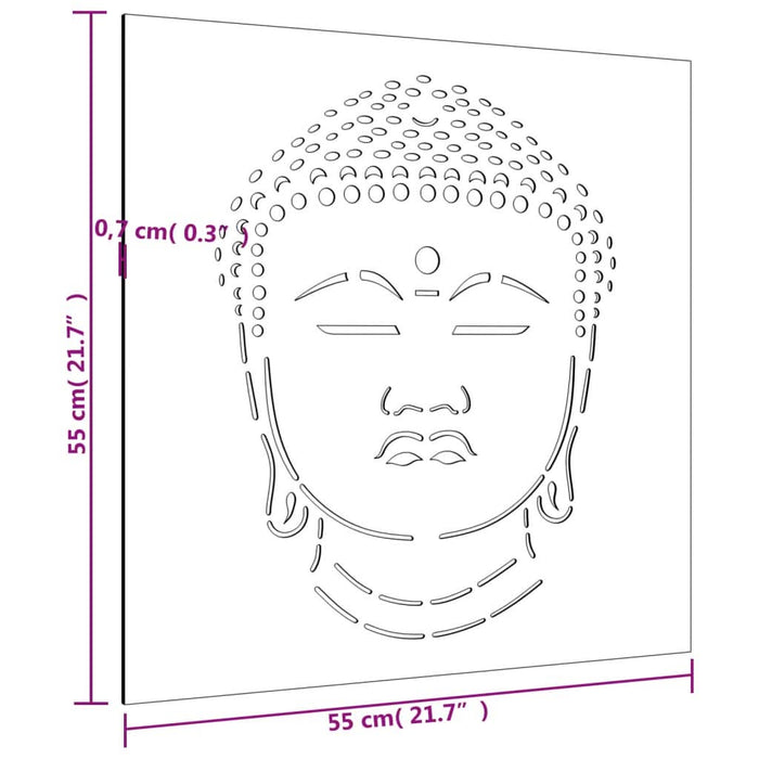 Decor perete de grădină 55x55 cm design cap Buddha oțel Corten - WALTI WALTI