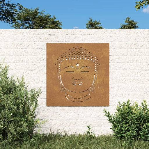 Decor perete de grădină 55x55 cm design cap Buddha oțel Corten - WALTI WALTI