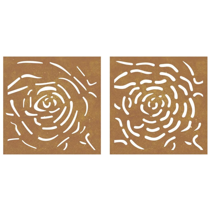 Decor de perete 2 buc. 55x55 cm model trandafiri oțel Corten - WALTI WALTI