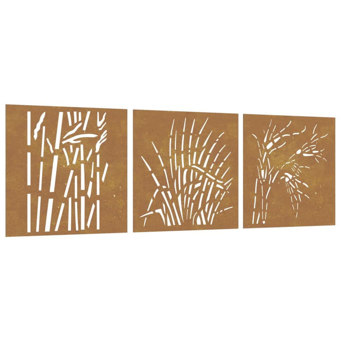 Decor de perete 3 buc. 55x55 cm model iarba oțel Corten - WALTI WALTI