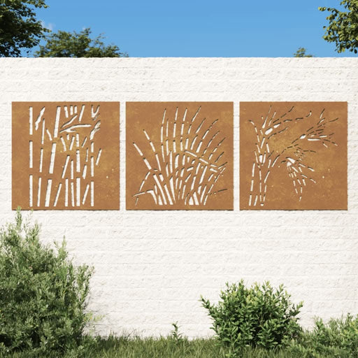Decor de perete 3 buc. 55x55 cm model iarba oțel Corten - WALTI WALTI