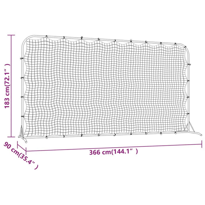 Plasă de ricoșeu fotbal, negru, 366x90x183 cm, HDPE - WALTI WALTI