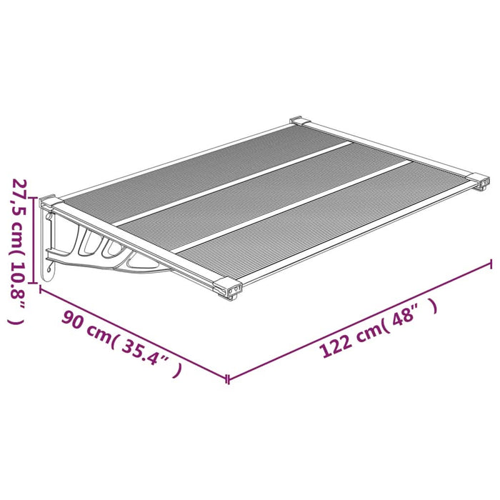 Copertină de ușă, gri și transparent, 122x90 cm, policarbonat - WALTI WALTI