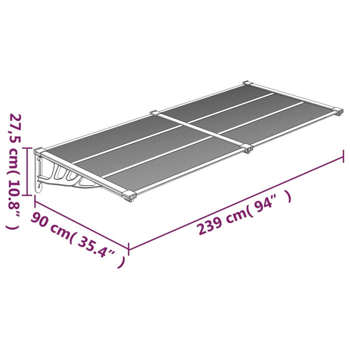 Copertină de ușă, gri și transparent, 239x90 cm, policarbonat - WALTI WALTI