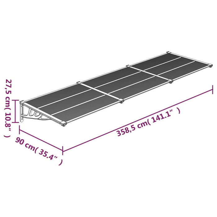 Copertină de ușă, gri și transparent, 358,5x90 cm, policarbonat - WALTI WALTI