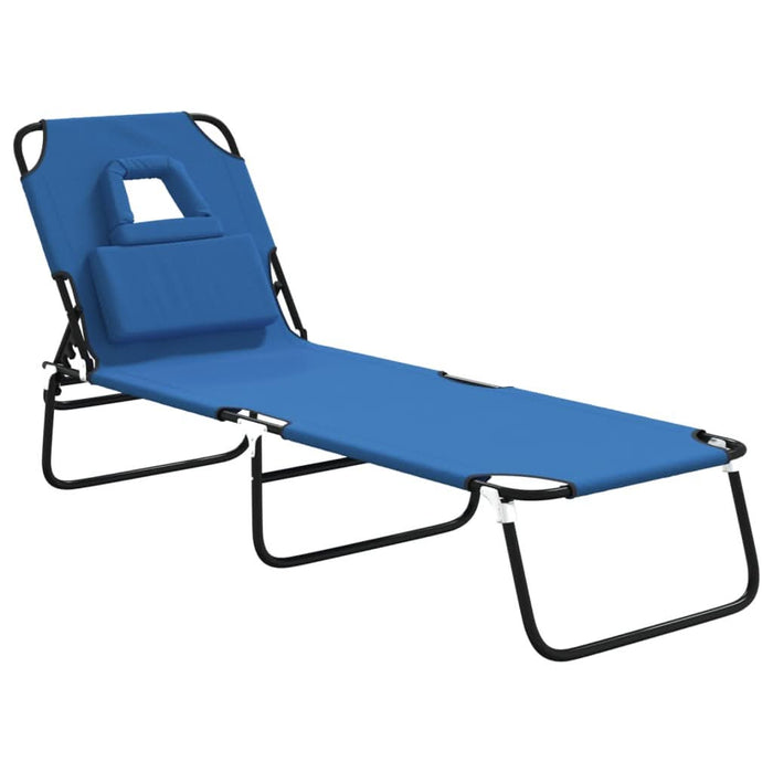 Șezlong pliant albastru textil Oxford&oțel vopsit electrostatic - WALTI WALTI