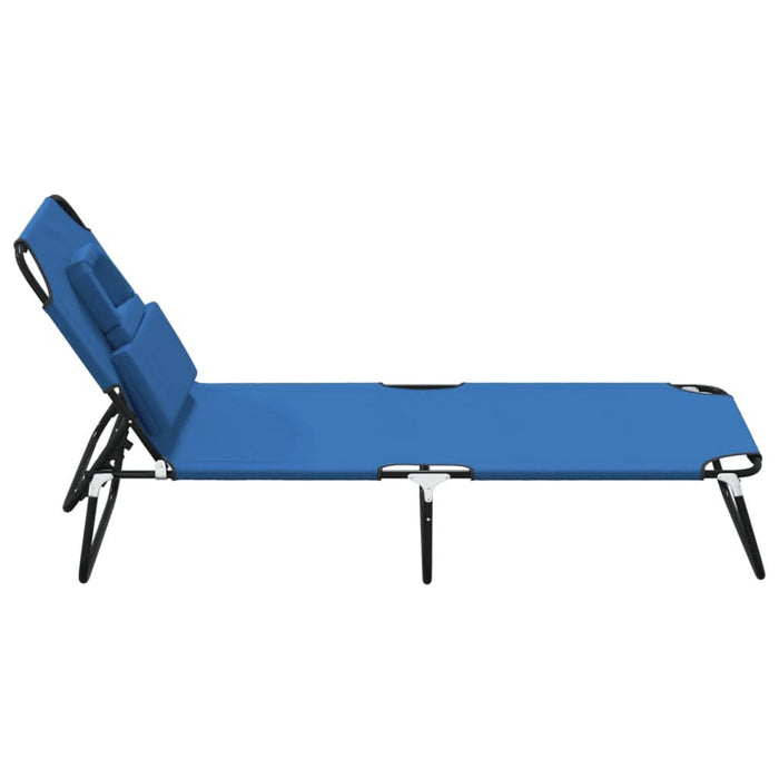 Șezlong pliant albastru textil Oxford&oțel vopsit electrostatic - WALTI WALTI