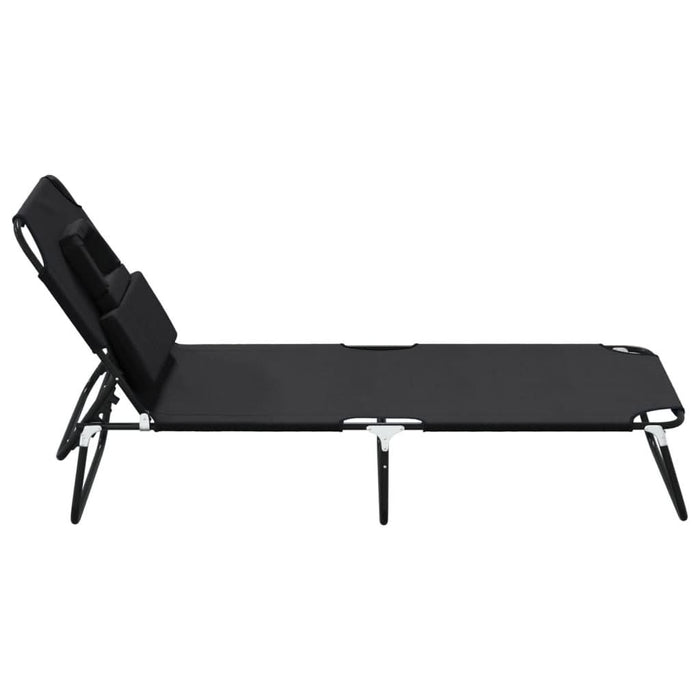 Șezlong pliabil negru țesătură Oxford&oțel vopsit electrostatic - WALTI WALTI