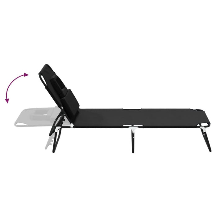 Șezlong pliabil negru țesătură Oxford&oțel vopsit electrostatic - WALTI WALTI