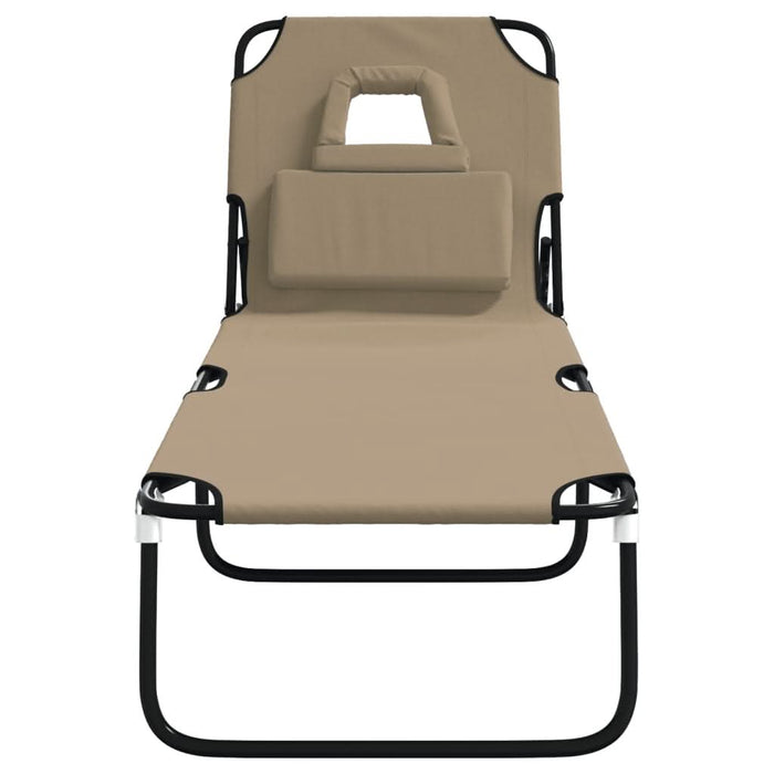 Șezlong pliant taupe textil Oxford&oțel vopsit electrostatic - WALTI WALTI