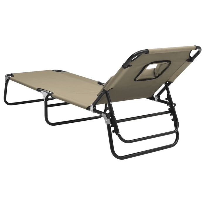 Șezlong pliant taupe textil Oxford&oțel vopsit electrostatic - WALTI WALTI