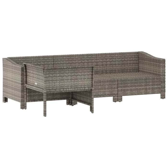 Set mobilier de gr?din? cu perne, 4 piese, gri, poliratan - WALTI WALTI