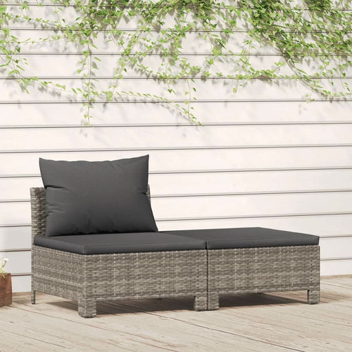 Set mobilier de gr?din? cu perne, 2 piese, gri, poliratan - WALTI WALTI