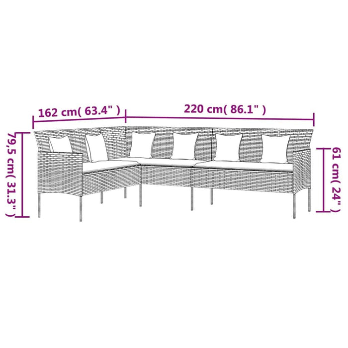 Set mobilier de grădină cu perne, 2 piese, negru, poliratan - WALTI WALTI