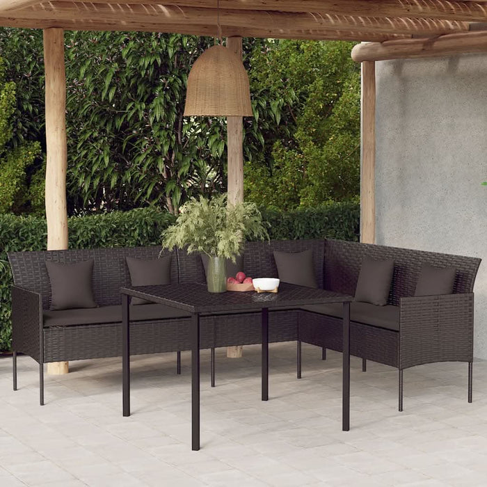 Set mobilier de grădină cu perne, 2 piese, negru, poliratan - WALTI WALTI