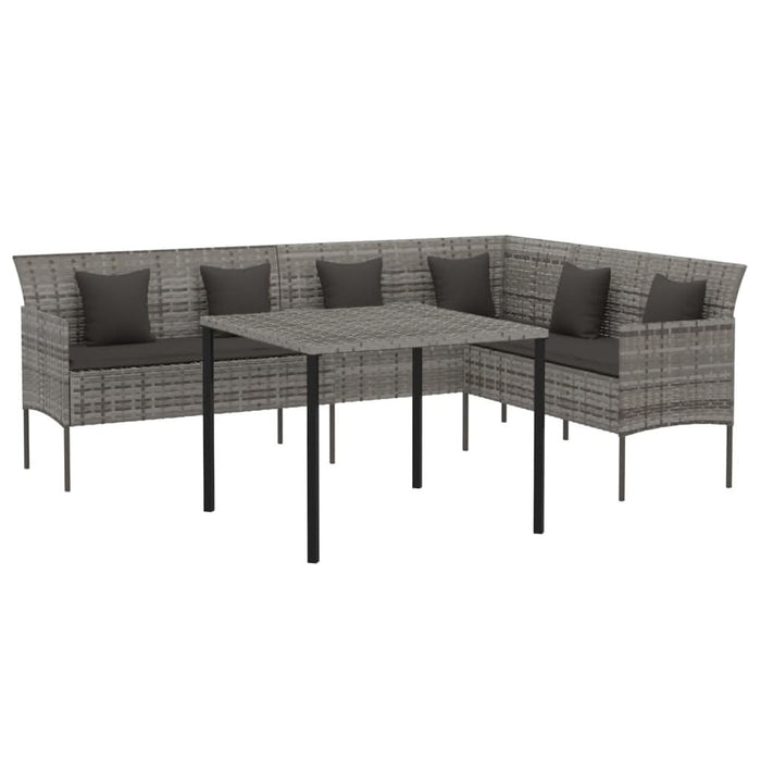 Set mobilier de grădină cu perne, 2 piese, gri, poliratan - WALTI WALTI