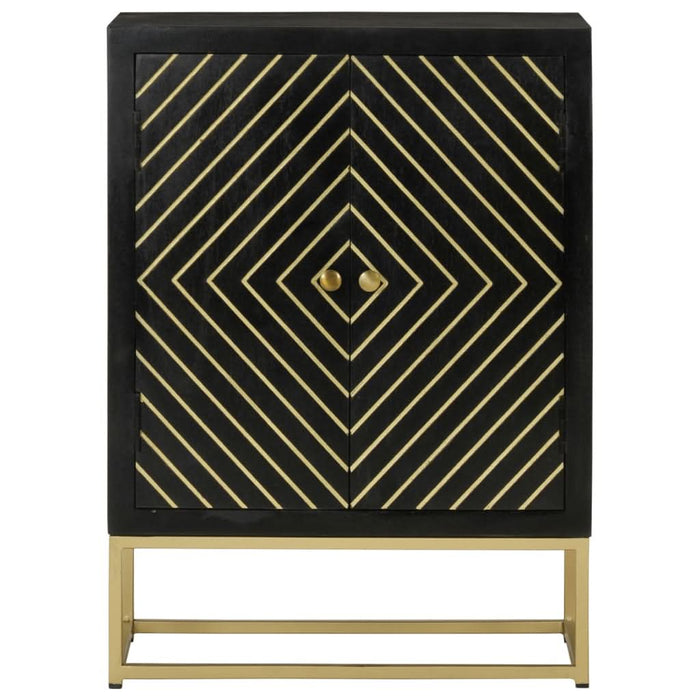 Servantă cu 2 uși, negru/auriu, 55x30x75 cm, lemn masiv mango - WALTI WALTI