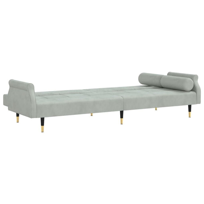 Canapea extensibilă cu cotiere, gri deschis, catifea - WALTI WALTI