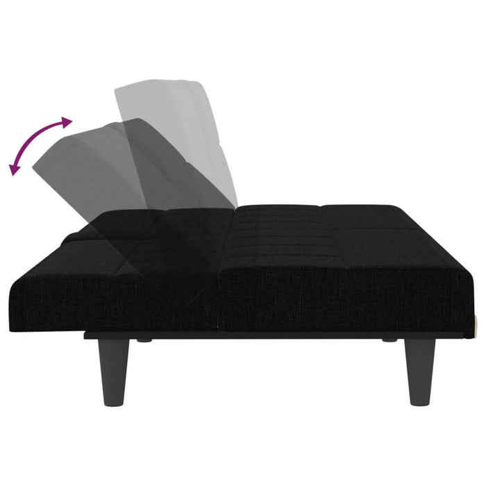 Canapea extensibilă cu suporturi de pahare, negru, textil - WALTI WALTI