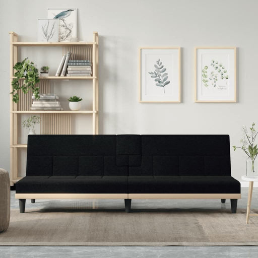 Canapea extensibilă cu suporturi de pahare, negru, textil - WALTI WALTI