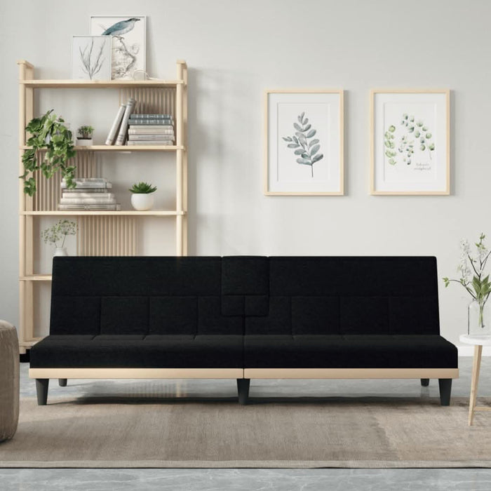 Canapea extensibilă cu suporturi de pahare, negru, textil - WALTI WALTI