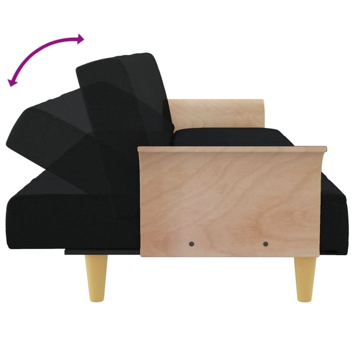 Canapea extensibilă cu cotiere, negru, textil - WALTI WALTI