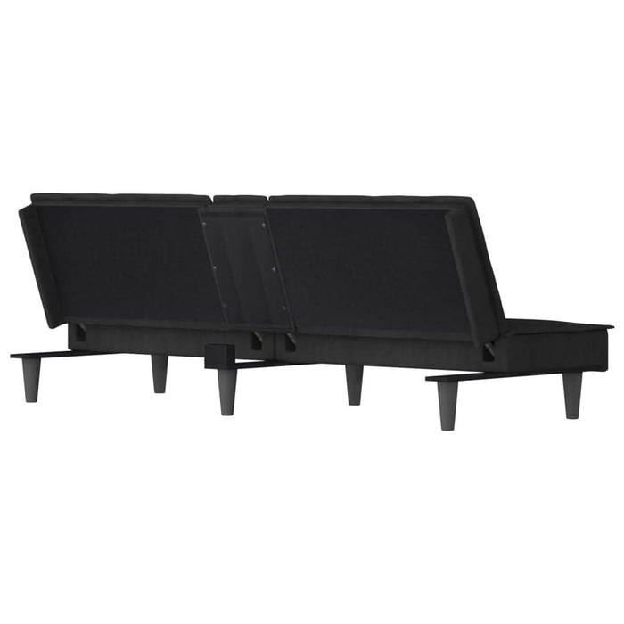 Canapea extensibilă cu suporturi de pahare, negru, catifea - WALTI WALTI