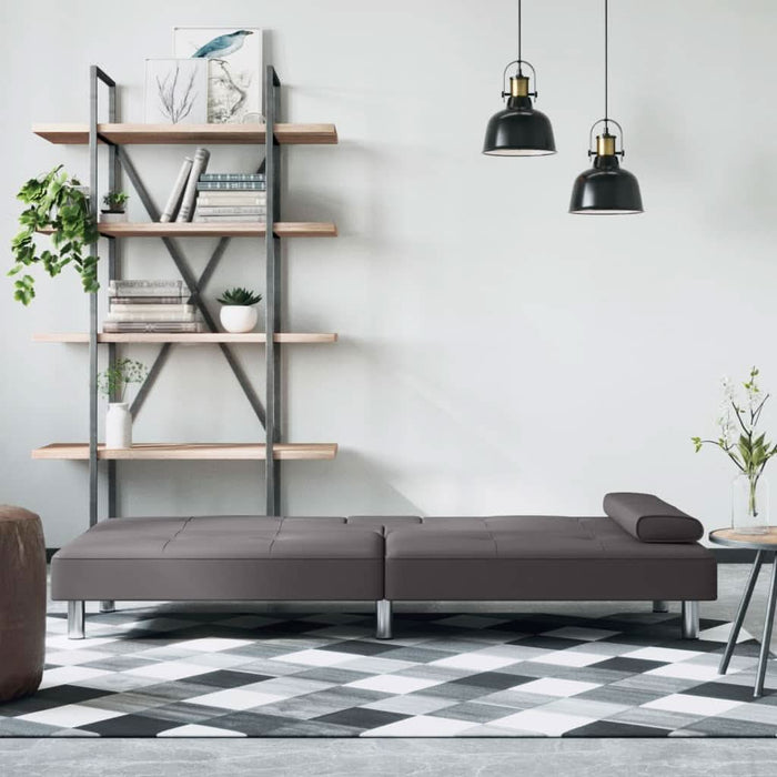 Canapea extensibilă cu suporturi pahare, gri, piele ecologică - WALTI WALTI