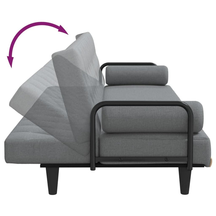 Canapea extensibilă cu cotiere, gri deschis, textil - WALTI WALTI