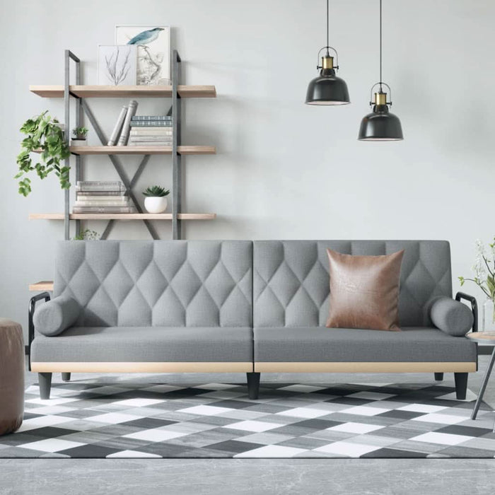 Canapea extensibilă cu cotiere, gri deschis, textil - WALTI WALTI