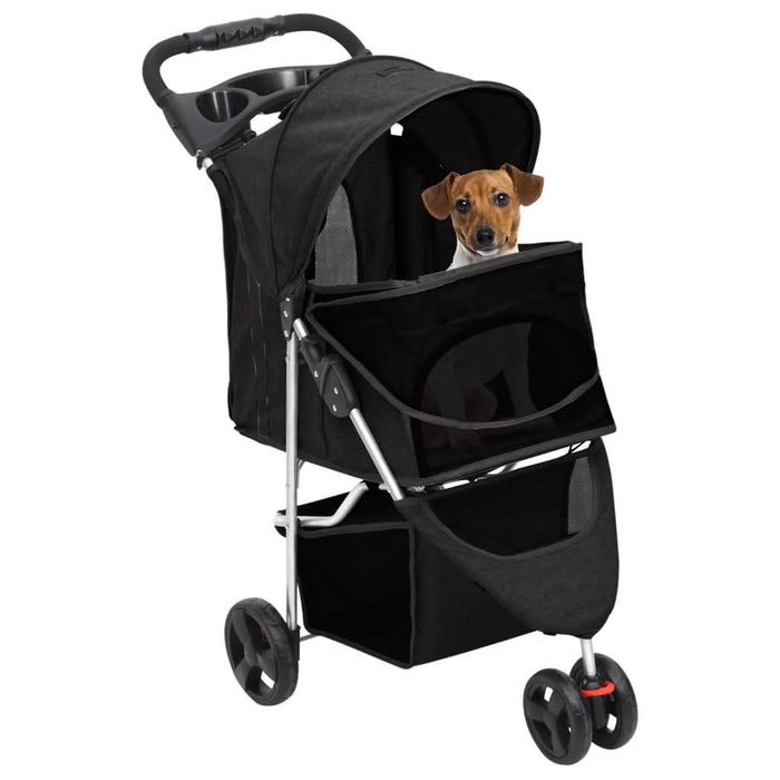Cărucior pliabil pentru câini negru 80x46x98 cm țesătură Oxford - WALTI WALTI