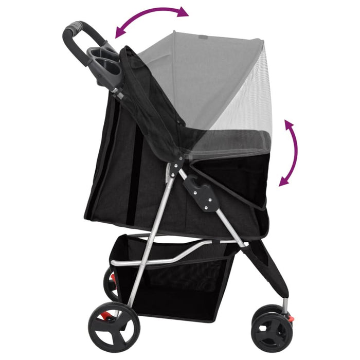 Cărucior pliabil pentru câini negru 80x46x98 cm țesătură Oxford - WALTI WALTI