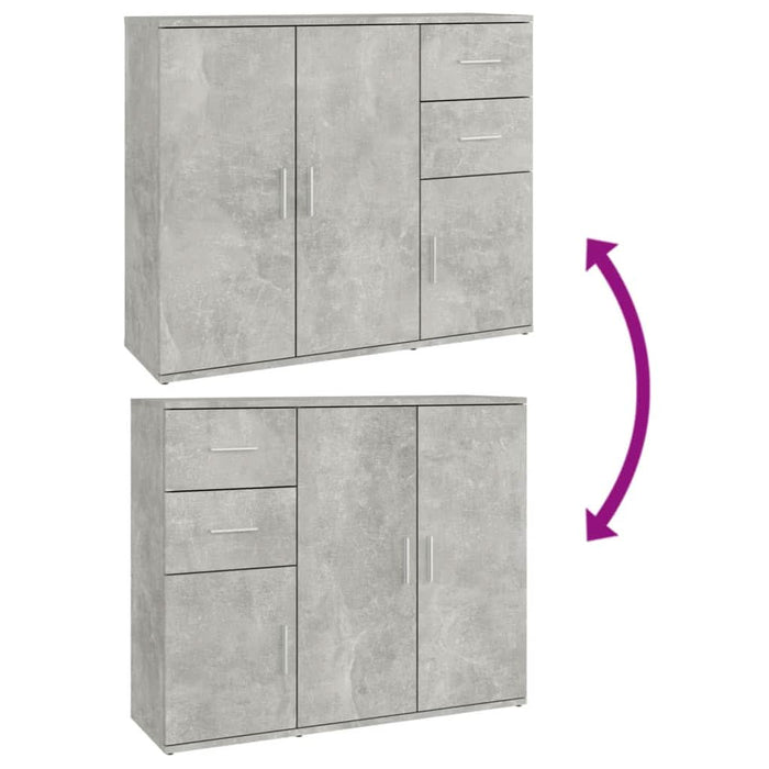 Servantă, gri beton, 91x29,5x75 cm, lemn prelucrat - WALTI WALTI
