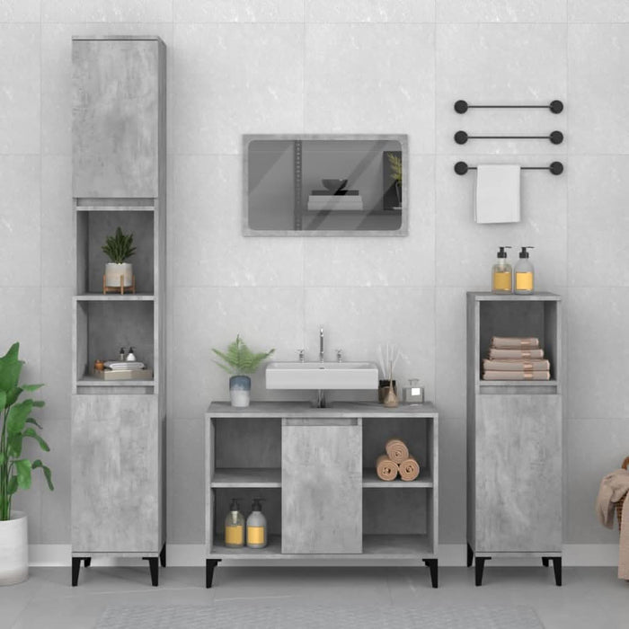 Dulap de chiuvetă, gri beton, 80x33x60 cm, lemn prelucrat - WALTI WALTI