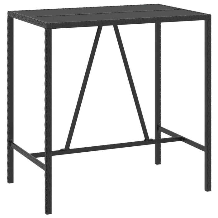 Masă de bar cu blat din sticlă, negru, 110x70x110 cm, poliratan - WALTI WALTI