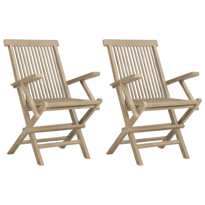 Scaune de grădină pliante 2 buc. gri 56x61x89 cm lemn masiv tec - WALTI WALTI