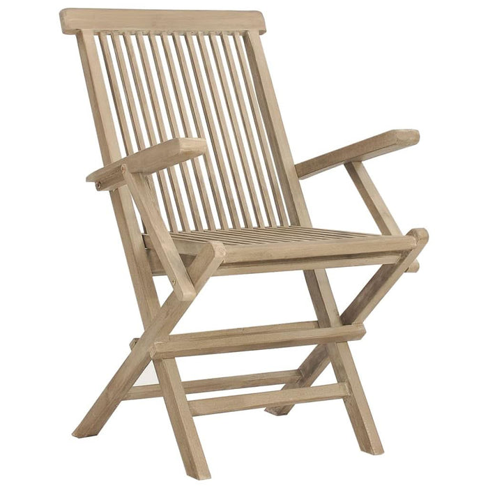 Scaune de grădină pliante 2 buc. gri 56x61x89 cm lemn masiv tec - WALTI WALTI