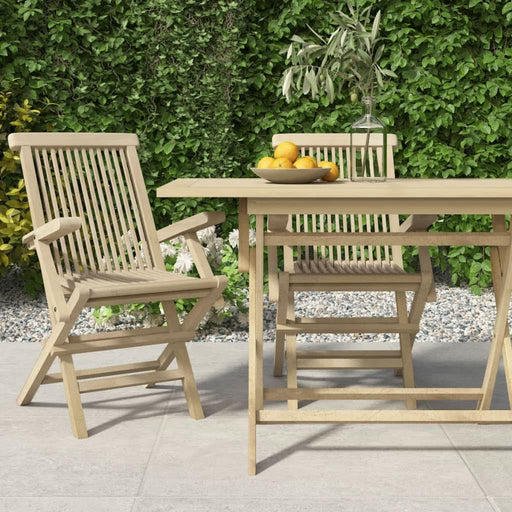 Scaune de grădină pliante 2 buc. gri 56x61x89 cm lemn masiv tec - WALTI WALTI